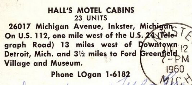 Halls Motel (Michigan Motel, Halls Mountain Cabins) - Vintage Postcard (newer photo)